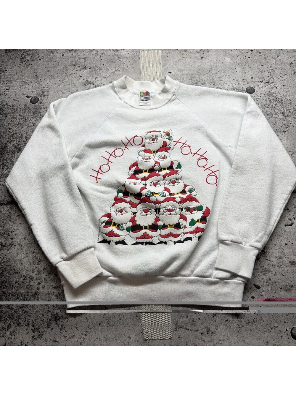 Vintage Christmas Santa Crewneck Sweater Womans M White